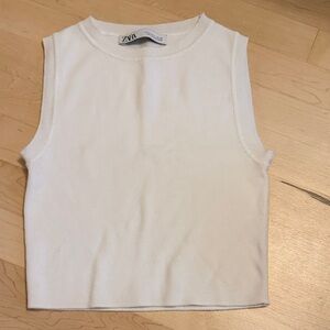 Zara White Sleeveless Top
